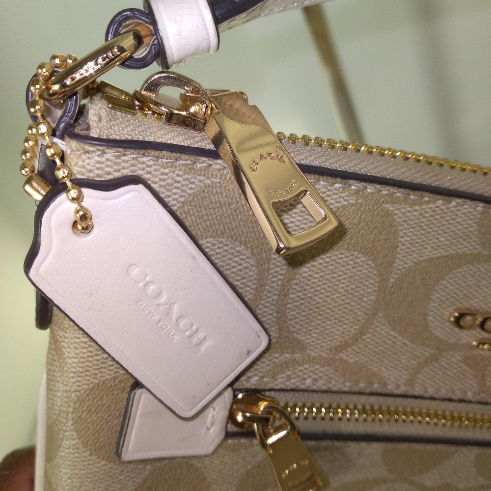 Coach Signature Leather Canvas Light Khaki Mini Rowan File Crossbody Bag Set - Picture 3 of 16